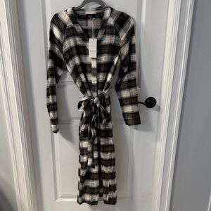 Vici Black, Green and White Plaid Flannel Dress